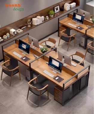 Mẫu bàn làm việc nhân viên có vách ngăn, thiết kế hiện đại-VPN 014