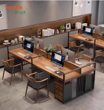 Mẫu bàn làm việc nhân viên có vách ngăn, thiết kế hiện đại-VPN 014