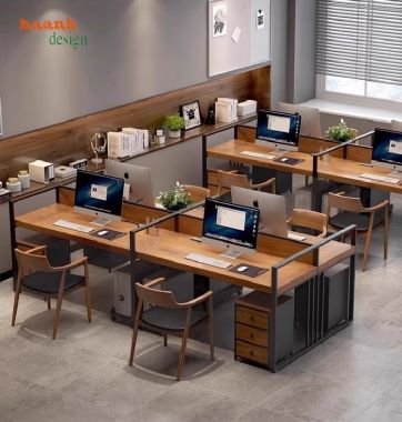 Mẫu bàn làm việc nhân viên có vách ngăn, thiết kế hiện đại-VPN 014