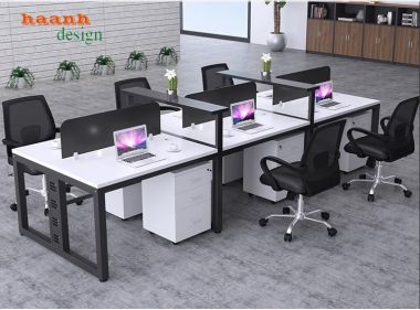 Bàn nhân viên văn phòng chân sắt mặt gỗ công nghiệp VPN 004