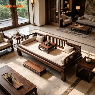 Giường La Hán Phong Cách Trung Quốc Mẫu Ba Thành-SBT 017