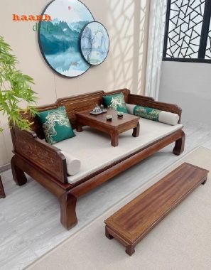 Giường La Hán gỗ ba thành – Tinh hoa nội thất cổ điển Á Đông-SBT 011