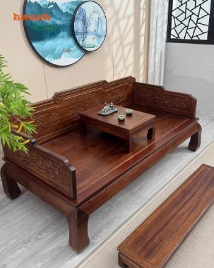 Giường La Hán gỗ ba thành – Tinh hoa nội thất cổ điển Á Đông-SBT 011