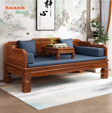 Giường la hán gỗ tự nhiên giả cổ phong cách á đông SBT 002
