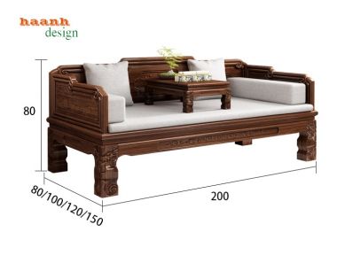 Giường la hán gỗ tự nhiên chất lượng phong cách Á Đông SBT 003