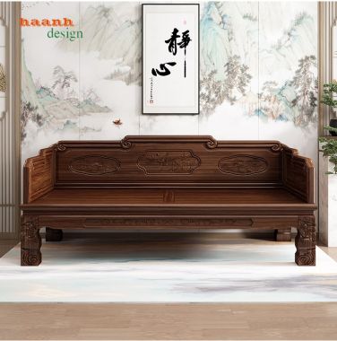 Giường la hán gỗ tự nhiên giả cổ phong cách á đông SBT 002