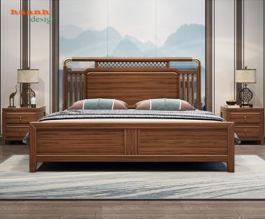 Mẫu giường ngủ phong cách á đông đẹp cá tính GNH 002