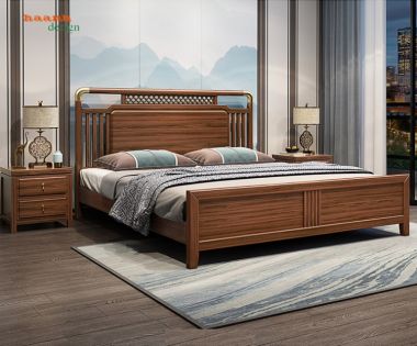 Mẫu giường ngủ phong cách á đông đẹp cá tính GNH 002