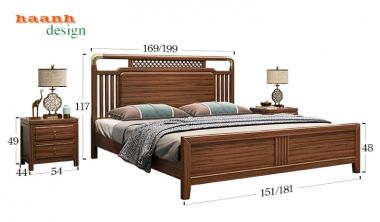 Mẫu giường ngủ phong cách á đông đẹp cá tính GNH 002