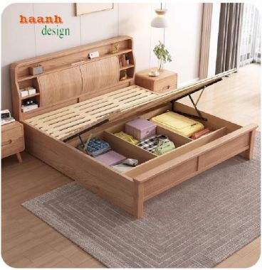 Giường ngủ gỗ sồi và xu hướng thiết kế nội thất hiện đại-DNH 008