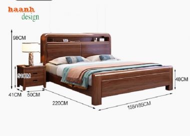 Mẫu giường gỗ tự nhiên đẹp, hiện đại và đẳng cấp nhất 2025-DHN 012