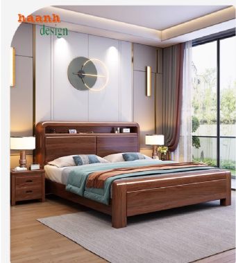 Mẫu giường gỗ tự nhiên đẹp, hiện đại và đẳng cấp nhất 2025-DHN 012