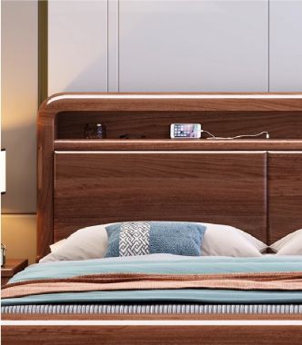 Mẫu giường gỗ tự nhiên đẹp, hiện đại và đẳng cấp nhất 2025-DHN 012