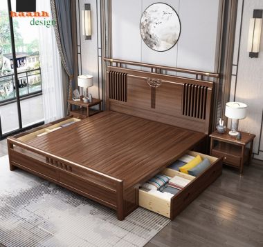 Giường ngủ gỗ tự nhiên hiện đại GNH 003