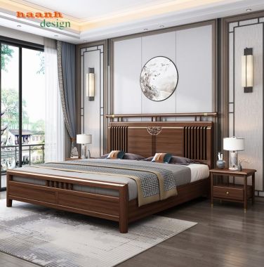 Giường ngủ gỗ tự nhiên hiện đại GNH 003