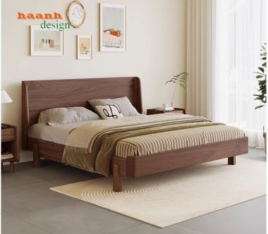 Giường ngủ gỗ óc chó tự nhiên sản phẩm cho gia đình GNH 004