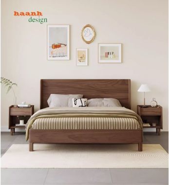 Giường ngủ gỗ óc chó tự nhiên sản phẩm cho gia đình GNH 004