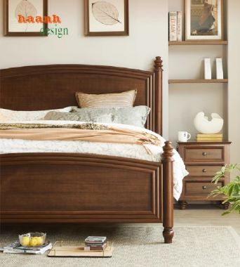 Top mẫu giường ngủ gỗ sồi tự nhiên được ưa chuộng nhất-DHN 010