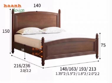 Top mẫu giường ngủ gỗ sồi tự nhiên được ưa chuộng nhất-DHN 010