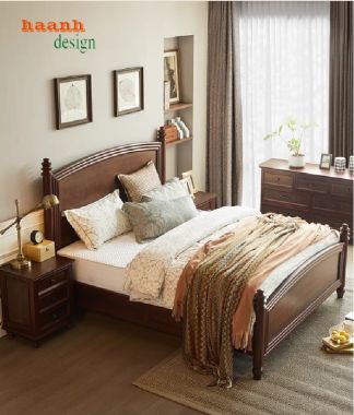 Top mẫu giường ngủ gỗ sồi tự nhiên được ưa chuộng nhất-DHN 010