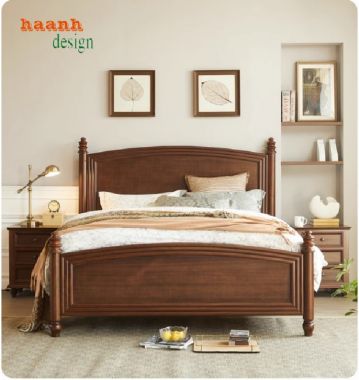Top mẫu giường ngủ gỗ sồi tự nhiên được ưa chuộng nhất-DHN 010