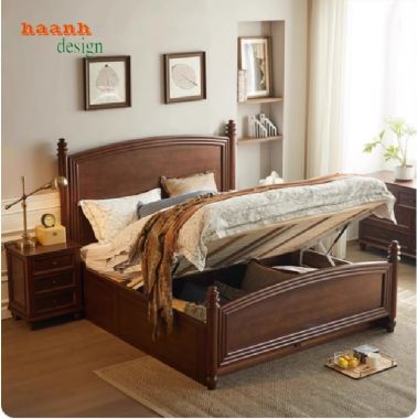 Top mẫu giường ngủ gỗ sồi tự nhiên được ưa chuộng nhất-DHN 010