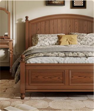 Mẫu giường ngủ đẹp gỗ sồi – Xu hướng phòng ngủ hiện đại-DHN 014