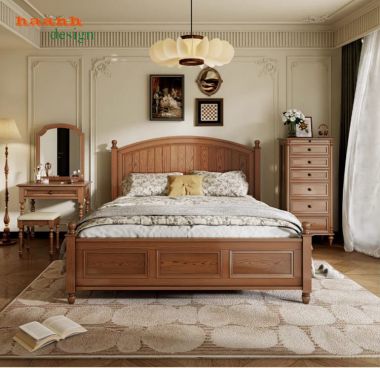 Mẫu giường ngủ đẹp gỗ sồi – Xu hướng phòng ngủ hiện đại-DHN 014