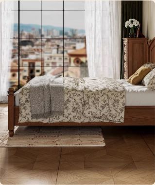 Mẫu giường ngủ đẹp gỗ sồi – Xu hướng phòng ngủ hiện đại-DHN 014