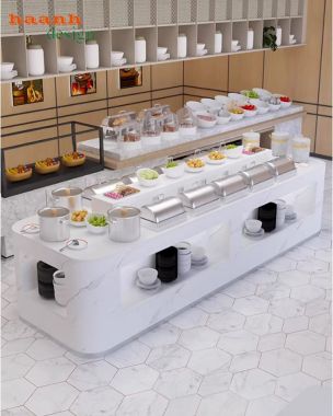 Bàn buffet gỗ công nghiệp cao cấp đẹp cho nhà hàng khách sạn-BFF 007