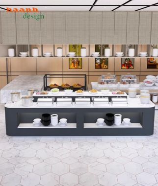 Bàn buffet gỗ công nghiệp cao cấp đẹp cho nhà hàng khách sạn-BFF 007