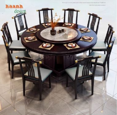 Bộ bàn ăn tròn gỗ sồi tự nhiên – Sang trọng & chuẩn Á Đông-BGG 007