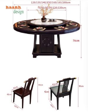 Bộ bàn ăn tròn gỗ sồi tự nhiên – Sang trọng & chuẩn Á Đông-BGG 007