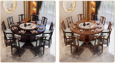 Bộ bàn ăn tròn gỗ sồi tự nhiên – Sang trọng & chuẩn Á Đông-BGG 007