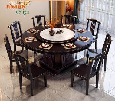 Bộ bàn ăn tròn gỗ sồi tự nhiên – Sang trọng & chuẩn Á Đông-BGG 007