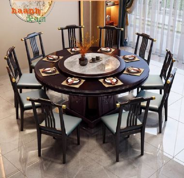 Bộ bàn ăn tròn gỗ sồi tự nhiên – Sang trọng & chuẩn Á Đông-BGG 007