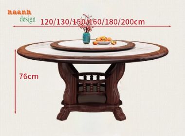 Mẫu bàn ăn gỗ tự nhiên thiết kế tròn có mâm xoay-BGG 006