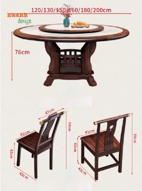 Mẫu bàn ăn gỗ tự nhiên thiết kế tròn có mâm xoay-BGG 006