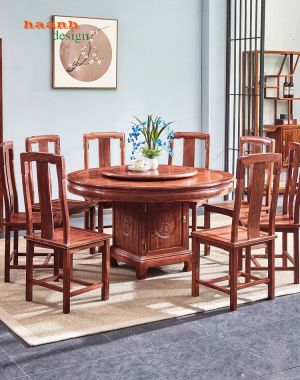 Bàn ghế ăn gỗ tự nhiên giả cổ phong cách á đông BGG 001