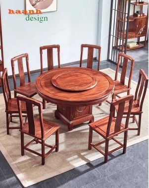 Bàn ghế ăn gỗ tự nhiên giả cổ phong cách á đông BGG 001