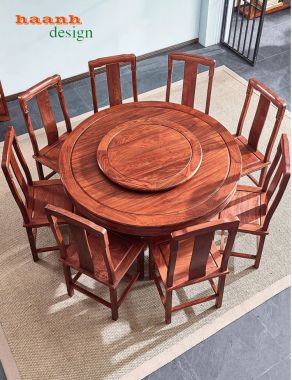Bàn ghế ăn gỗ tự nhiên giả cổ phong cách á đông BGG 001