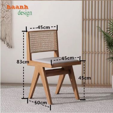 Bàn ghế phòng bếp gỗ sồi phối mây – Mộc mạc và tinh tế-BGA 011