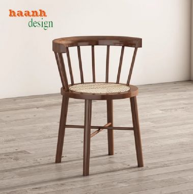 Bàn ghế ăn gỗ sồi tự nhiên kết hợp mây thủ công-BGA 012