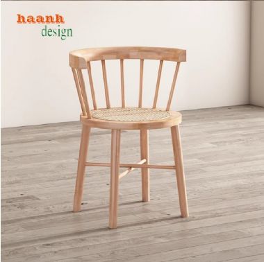 Bàn ghế ăn gỗ sồi tự nhiên kết hợp mây thủ công-BGA 012