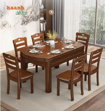 Biến hóa không gian với bàn ăn mở rộng gỗ tự nhiên-BAG 003