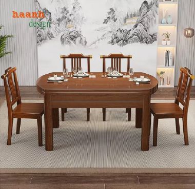 Biến hóa không gian với bàn ăn mở rộng gỗ tự nhiên-BAG 003