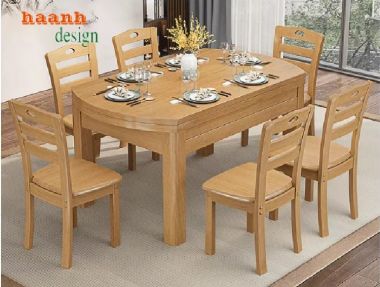 Biến hóa không gian với bàn ăn mở rộng gỗ tự nhiên-BAG 003