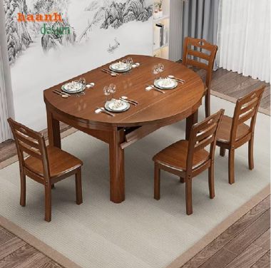 Biến hóa không gian với bàn ăn mở rộng gỗ tự nhiên-BAG 003
