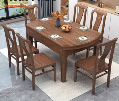 Bàn ghế ăn thông minh gỗ sồi – Linh hoạt mở rộng, bền đẹp-BGA 005