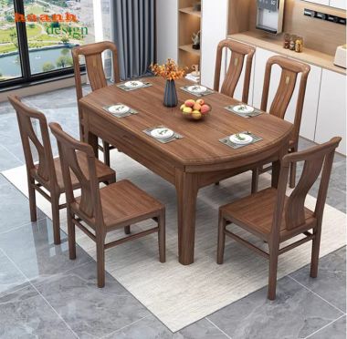 Bàn ghế ăn thông minh gỗ sồi – Linh hoạt mở rộng, bền đẹp-BGA 005